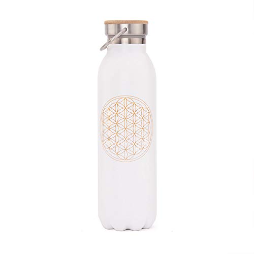 Bodhi Thermosflasche | Isolierte Trinkflasche aus Edelstahl | 100% Dicht & Auslaufsicher | Kalte & Warme Getränke | Veredelt mit Design Motiv | Für Sport und im Alltag (Blume des Lebens) von Bodhi