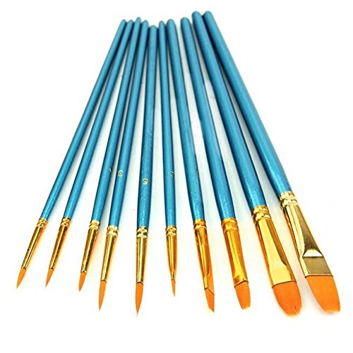 10 PCS rund spitz/flach Spitze Nylon Haare Watercolor Künstler Farbe Pinsel Set von Bodhi2000