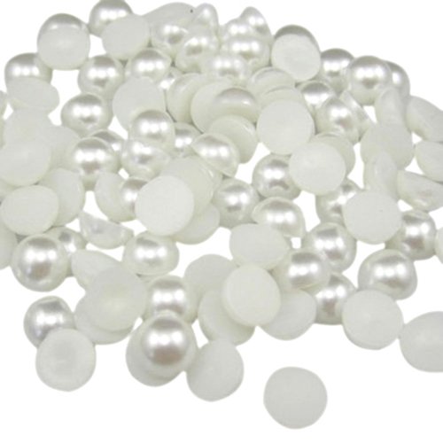 Bodhi2000 200 Stück weiße Kunstperlen mit flacher Rückseite, halbe Perlen, Kunstharz, für Sammelalben, Dekorationen, Bastelarbeiten, 6 mm von Bodhi2000