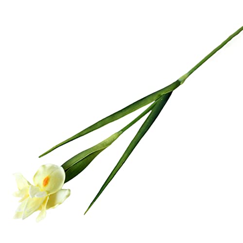 Bodhi2000 1 x künstliche Iris-Blumen, künstliche Seiden-Iris-Blume mit langem Stiel, künstliche Blumen, für Zuhause, Büro, Hochzeit, Party, Dekoration, Gelb von Bodhi2000