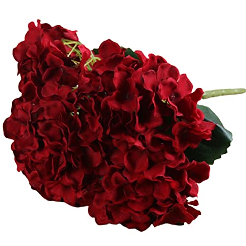 Bodhi2000 5 Köpfe Künstliche Blumen Seide Hortensien Blume mit Stielen Künstliche Hortensien Blumenarrangements für Zuhause Hochzeit Dekoration Rot von Bodhi2000