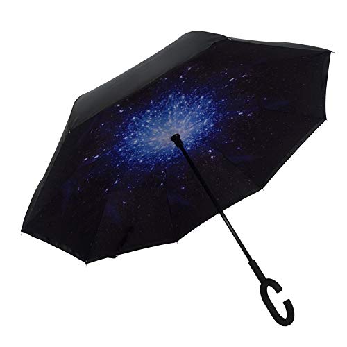 Bodhi2000 Damen Inverted Sonnenschirm, Wasserdichter Und UV-beständiger Regenschirm, C-förmiger Griff Business Winddichter Regenschirm 4# von Bodhi2000