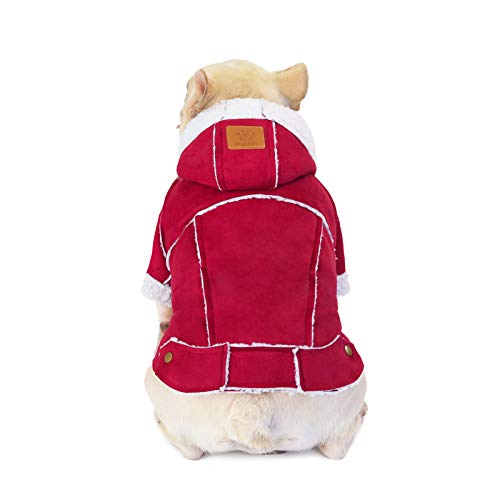 Bodhi2000 Hundesprunger, Mode Haustier Hund Winter Warme Massivfarbe Patchwork Hoodie Welpenmantel Kleidung Weinrot L von Bodhi2000