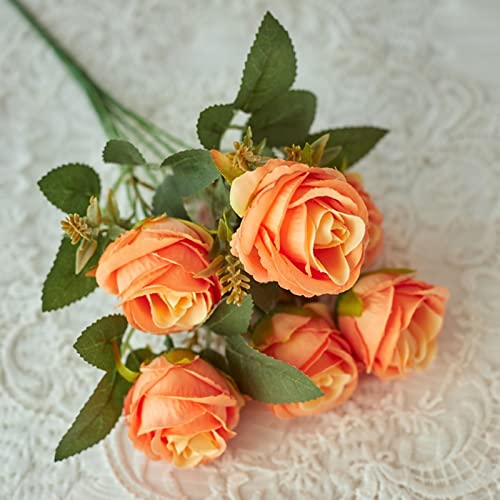 Bodhi2000 Künstliche Blumen Dekorative Rose Blume Faux Seiden Blume Exquisite Einzels tahl Seide Pfingstrose Blume für DIY Bouquet Tisch Mittelstücke Orange von Bodhi2000