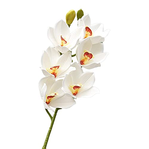 Bodhi2000 Künstliche Cymbidium Orchidee Blume Elegante künstliche Blume Faux Pflanze dekorative künstliche Blume für hängende Blumen Korb Blumenvase Dekoration Weiß von Bodhi2000