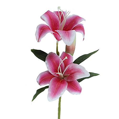 Bodhi2000 Künstliche Lilien, Simulation von exzellenter Verarbeitung, PVC, lichtecht, künstliche Blumen, Familie, Schlafzimmer, Wohnzimmer, Büro, Garten, Party, Dekoration, Rosa von Bodhi2000