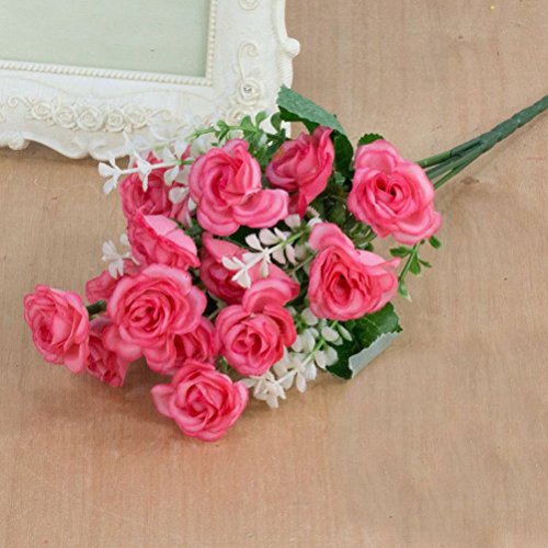 bodhi2000 1 Bouquet 15 Köpfe Künstliche Fake Rose Flower Home Raum Hochzeit Party Decor, dunkelrosa, Einheitsgröße von Bodhi2000