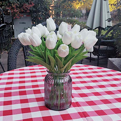 Awtlife 24 pcs Artificial Flowers Fake Flower Tulip Latex Real Touch for DIY Bouquets Wedding Party Bridal Baby Shower Home Decor White von Bodosac