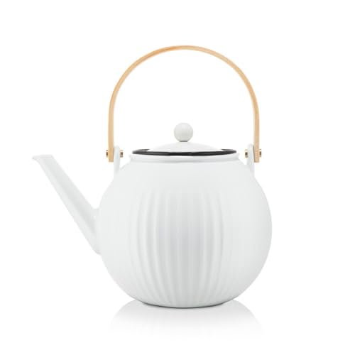 BODUM 11920-03 DOURO Porzellan-Teekanne mit Edelstahlsieb, 1,5 L, N/C von Bodum