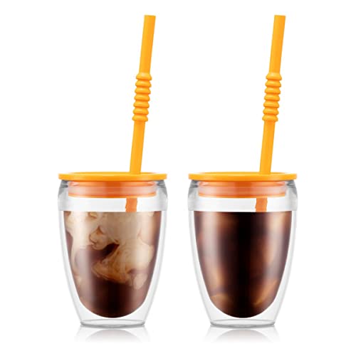 Bodum Pavina to Go doppelwandiger Trinkbecher mit Deckel und Strohhalm, 0,3 l, 2 Stück von Bodum