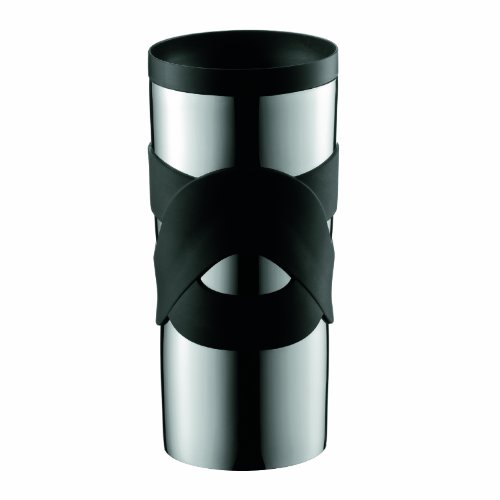 Bodum Travel Mug Reisebecher, Silikon Edelstahl, Schwarz, 1 Stück (1er Pack) von Bodum