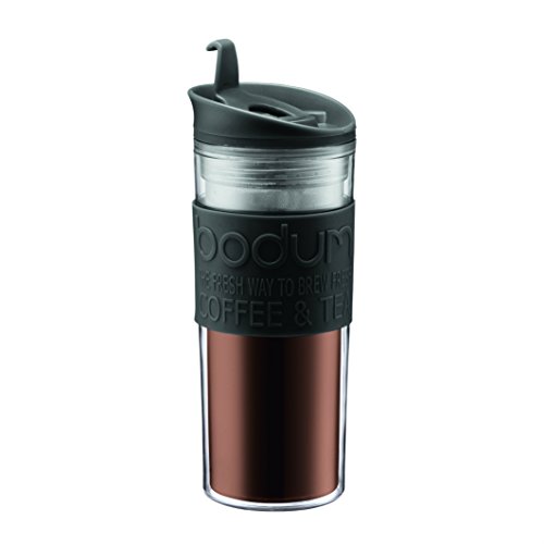 Bodum 11101-01 Travel Mug, 0.45 L Reisebecher Kunststoff 8 x 8 x 20.8 cm, schwarz von Bodum