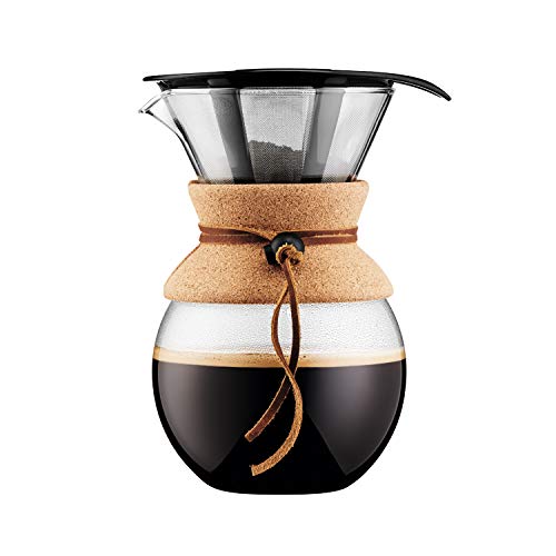 Bodum 11571-109 Pour Over Kaffeebereiter mit Permanentfilter 1 L, Mehrlagig, transparent, 14 x 16,3 x 20,2 cm von Bodum