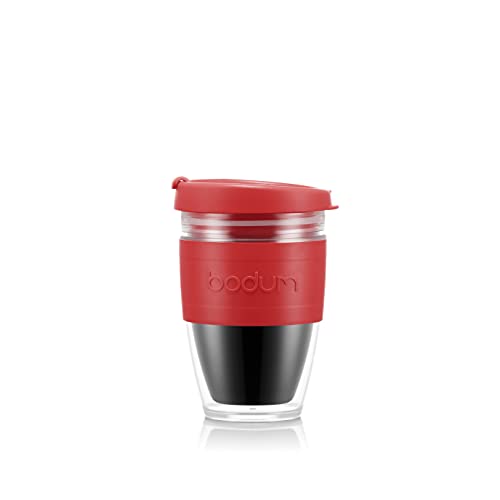 Bodum 11889-04S JOYCUP Coffee to go doppelwandig mit Schraubdeckel, 0,25 l, Kunststoff, Rot von Bodum