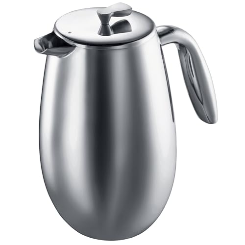 Bodum Doppelwandiger French Press Columbia - 1L / 8 Tassen - Edelstahl Matt - Spülmaschinenfest Kaffeebereiter von Bodum