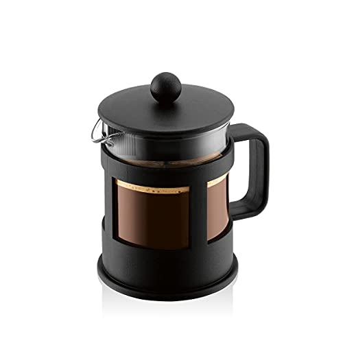 Bodum Kenya Kaffeebereiter - 500ml / 4 Tassen - Manuelle French Press aus Borosilikatglas und Edelstahl - Spülmaschinenfest - Made in Portugal, Schwarz von Bodum