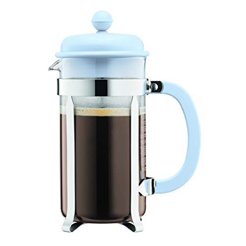 Bodum 1918-338B-Y19 CAFFETTIERA Kaffeebereiter mit Kunststoffdeckel, 8 Tassen, 1.0 l, Edelstahl, Glas, Blue-Moon-Design von Bodum