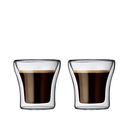 Bodum ASSAM 2-teiliges Kaffeeglas-Set (Doppelwandig, Mundgeblasen, Spülmaschinengeeignet, 0,1 liters) transparent von Bodum