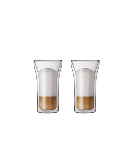 Bodum ASSAM 2-teiliges Kaffeeglas-Set (Doppelwandig, Mundgeblasen, Spülmaschinengeeignet, 0,4 liters) transparent von Bodum