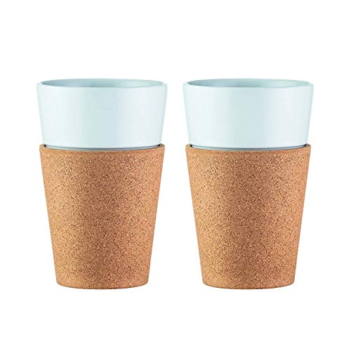 Bodum Bistro Tassen-Set 2 Stück, Porzellan, Kork/weiß, 8.7 cm, 2-Einheiten von Bodum