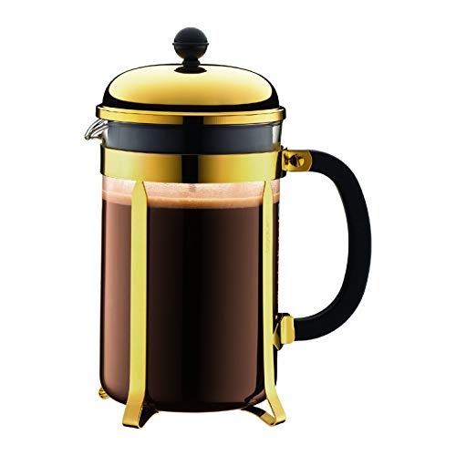 Bodum Chambord Kaffeebereiter 12 Tassen mit Metallrahmen, Chrom, Gold, 12.4 x 19.3 x 25.3 cm von Bodum