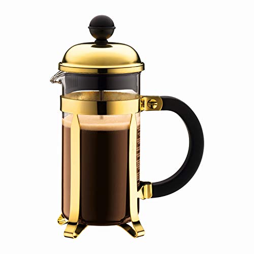 Bodum Chambord Kaffeebereiter 3 Tassen mit Metallrahmen, Chrom, Gold, 0.35 l von Bodum