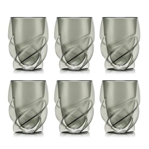 Bodum Doppelwandige Gläser 6er-Set PAVINA PARIS Transparent Grau – 270 ml Tassen – Spülmaschinenfest Thermobecher – Mundgeblasenes Borosilikatglas von Bodum