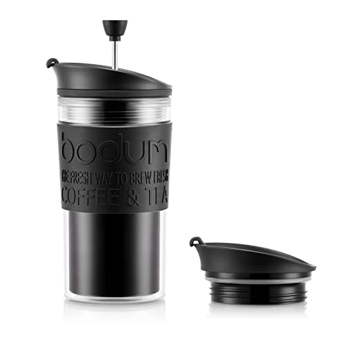Bodum K11102-01 Travel Press Set Kaffeebereiter mit extra Trinkaufsatz, 0.35 l, Schwarz von Bodum