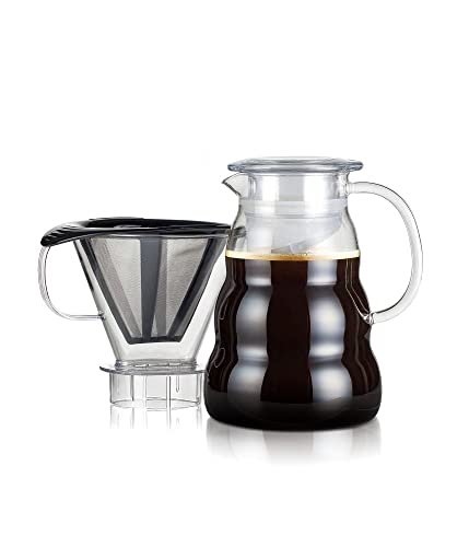 Bodum Melior Edelstahl Feinmaschige Dauerfilterkaffeemaschine 8 Tassen mit Tritan-Filterhalter, Glas, Transparent, 15 cm von Bodum