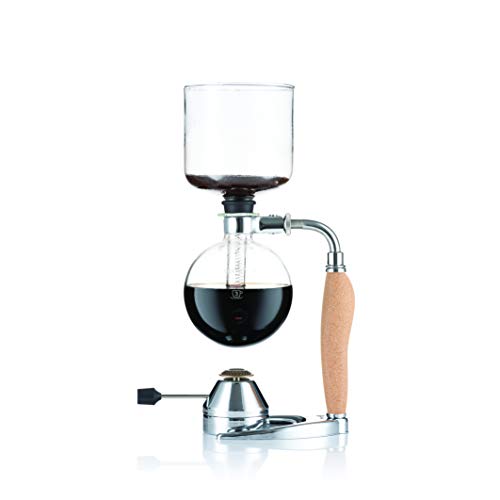 Bodum Mocca Vakuum-Kaffeebereiter, 4 Tassen, 0.5 l mit Gasbrenner, Edelstahl, 0.5l Grau von Bodum