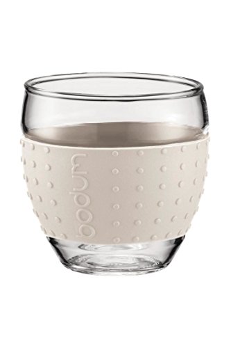 Bodum PAVINA 2-teiliges Gläser-Set (Rutschfester, farbiger Silikonring, 0,1 liters) cremefarben, Creme von Bodum
