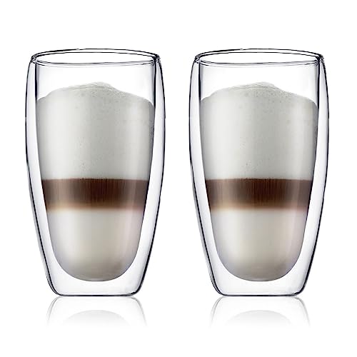 Bodum 4560-10 pavina EsPressogläser-Set, Doppelwandig, Isoliert, Mundgeblasen, 2-teiliger, 0,45 L, transparent, 2 Stück (1er Pack) von Bodum