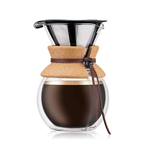 Bodum Pour Over Kaffeebereiter mit permanentfilter, Glas, Beige, 16.2 x 14.9 x 22.2 cm von Bodum