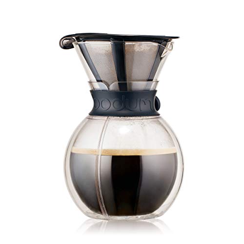 Bodum Pour Over Kaffeebereiter mit permanentfilter, Glas, Schwarz, 18 x 18 x 24 cm von Bodum