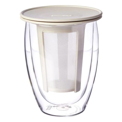 Bodum TEA FOR ONE Teeglas mit Kunststofffilter (Doppelwandig, Isoliert, 0,35 liters) cremefarben, 1 Stück (1er Pack) von Bodum