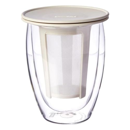 Bodum TEA FOR ONE Teeglas mit Kunststofffilter (Doppelwandig, Isoliert, 0,35 liters) cremefarben, 1 Stück (1er Pack), Creme von Bodum
