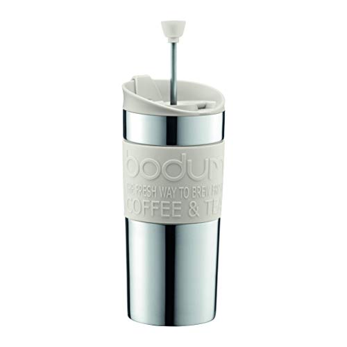 Bodum TRAVEL PRESS Kaffeebereiter (French Press System, Doppelwandig, 0,35 liters) cremefarben von Bodum