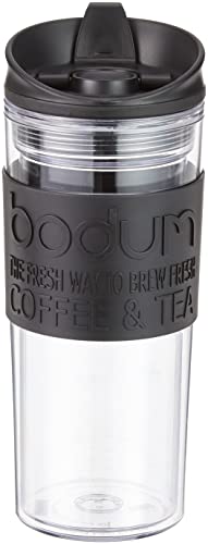 Bodum 11101-01S Travel Mug Thermobecher aus Kunststoff, Klappdeckel, Schwarz von Bodum