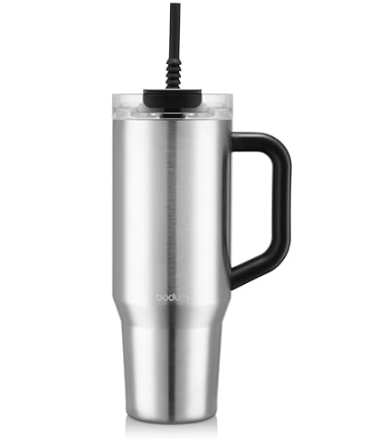 Bodum Travel Mug Tumbler 1.2 L Sleek Silver - Metal Water Bottle with Straw, Handle and Lid - Dishwasher Safe - For Cold Drinks and Warm Coffee Bodum Travel Mug Tumbler 1.2 L Sleek Silver - Metal Water Bottle with Straw, Handle and Lid - Dishwasher Safe - For Cold Drinks and Warm Coffee von Bodum