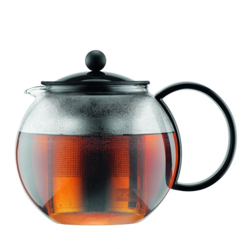 Bodum 1805-01 assam Teebereiter (French Press System, Permanent Edelstahlfilter), 1,0 liters schwarz von Bodum