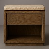 Handgefertigte Travertin-Nachttisch Massivholz Nachttisch von Bodwoodworks