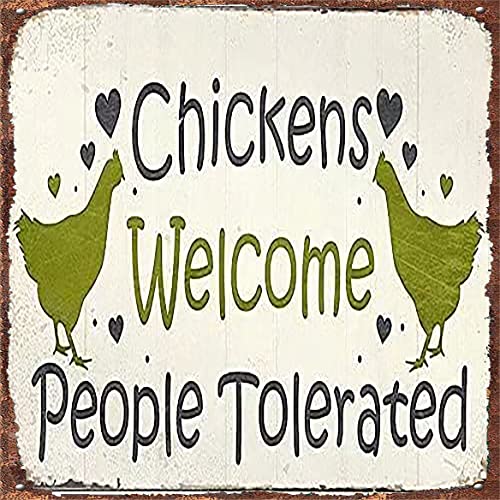 Metallposter mit Hühnern, Aufschrift "Welcome People Toleratd", Heimdekoration, Zuhause, Tor, Garten, Bars, Restaurants, Cafés, Büro, Geschäft, Pubs, Club, Geschenk, 30,5 x 30,5 cm Metallposter mit Hühnern, Aufschrift "Welcome People Toleratd", Heimdekoration, Zuhause, Tor, Garten, Bars, Restaurants, Cafés, Büro, Geschäft, Pubs, Club, Geschenk, 30,5 x 30,5 cm von Bodyard