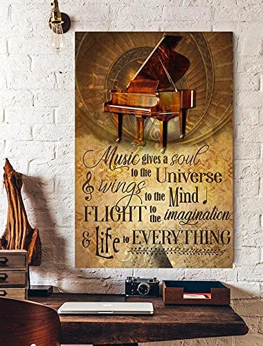 Metallposter mit Musik gibt dem Universum eine Seele, Retro-Metall-Blechschild, Vintage-Aluminiumschild für Heimdekoration, Raum, Metalldekoration, 14 x 20 cm von Bodyard