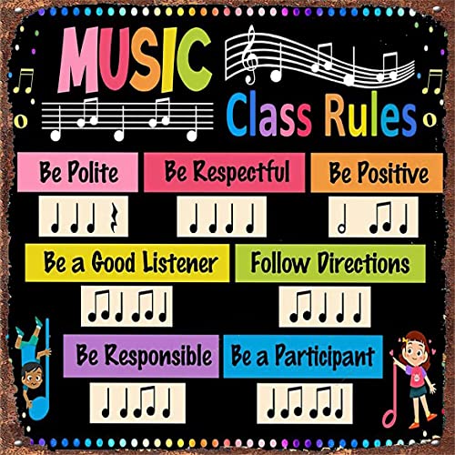 Vintage Metall-Blechschild Debra Benn Teacher Music Class Rules Poster Musikposter BarTavernPubClub Man Cave Wanddekoration 30,5 x 30,5 cm von Bodyard