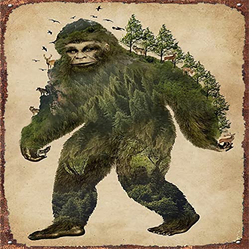 Vintage Metall-Blechschild Waldgebirge Bigfoot Kunstdruck Poster BarTavernPubClub Männerhöhle Wanddekoration 30,5 x 30,5 cm von Bodyard