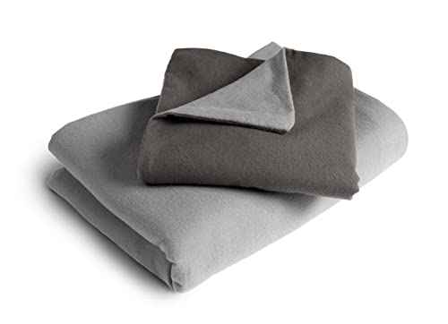 bett1 | BODYGUARD® Flanell-Bettwäsche. (155x220 cm | 1 x 40x80 cm). Die ideale Winterbettwäsche. Weich, kuschelig und gleichzeitig robust. Zweifarbig wendbar (Silber/Anthrazit) von Bodyguard