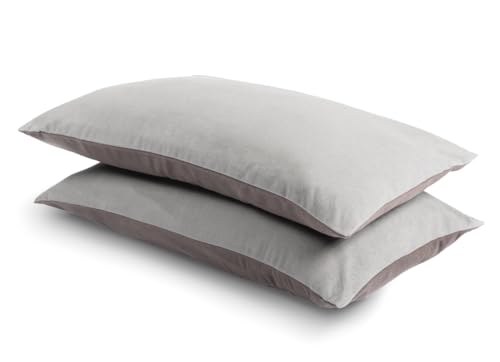 bett1 BODYGUARD Flanell Bettwäsche Kissenbezüge (2 x 40x80 cm, zweifarbig, wendbar, Silber & Anthrazit, waschbar bis 60° C, atmungsaktiv, 100% Baumwolle) von Bodyguard