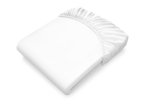 bett1 BODYGUARD Jersey-Spannbettlaken 180-200x220 cm (Weiß, robust, waschbar bei 60 °C, Rundum-Gummizug, Oeko-Tex 100) von Bodyguard