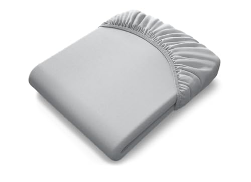 bett1 | BODYGUARD® Jersey-Spannbettlaken. Sorgt mit seinem angenehmen Hautgefühl und optimalen Sitz auf der Matratze für sanften Schlafkomfort. (90-100x220 cm; Silber) von Bodyguard