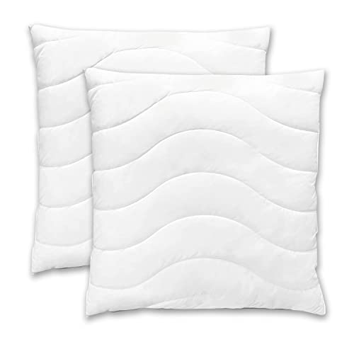 Bodyprotect 2er Set Kopfkissen, 100% Baumwolle, 80 x 80 cm, Steppkissen, Kissen, atmungsaktiv, Made in EU, Ökotex 100, Höhenverstellbar, 60 Grad waschbar, weiß von Bodyprotect